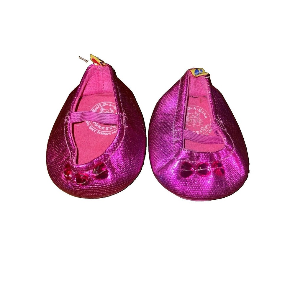 Build A Bear Pink Sparkly Glitter Pink Shoes With Gems BABW